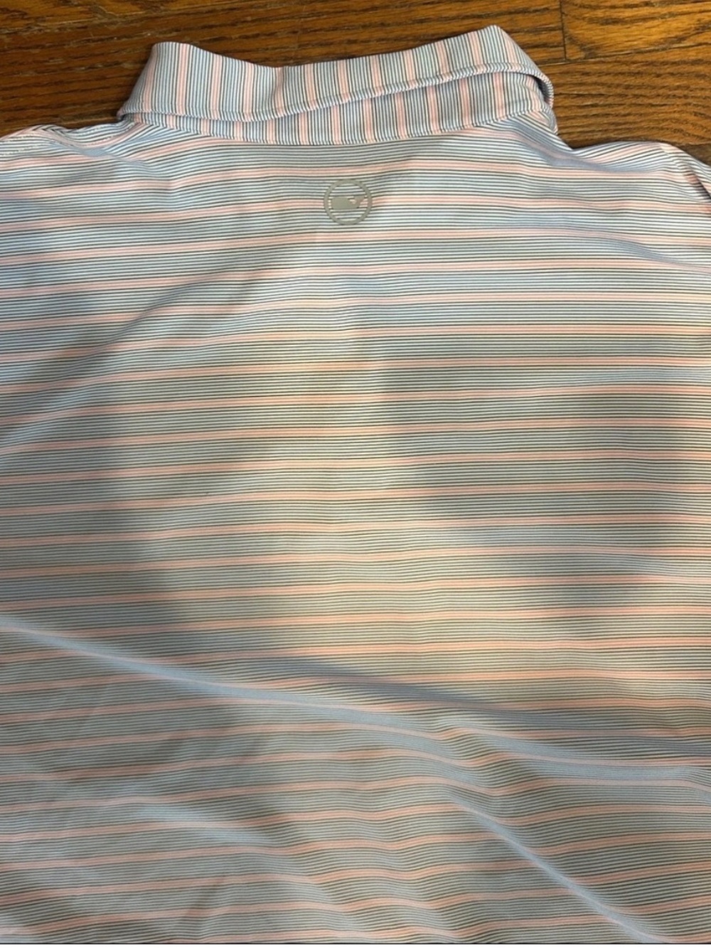 Vineyard Vines Striped Light Blue and Pink Men's Polo - Picture 2 of 2